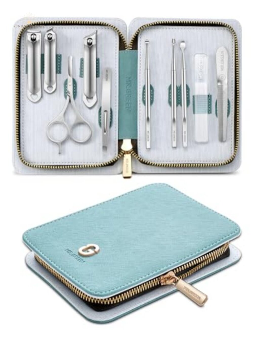 10-in-1 Professional Manicure Kit with Stainless Steel Tools and Leather Case